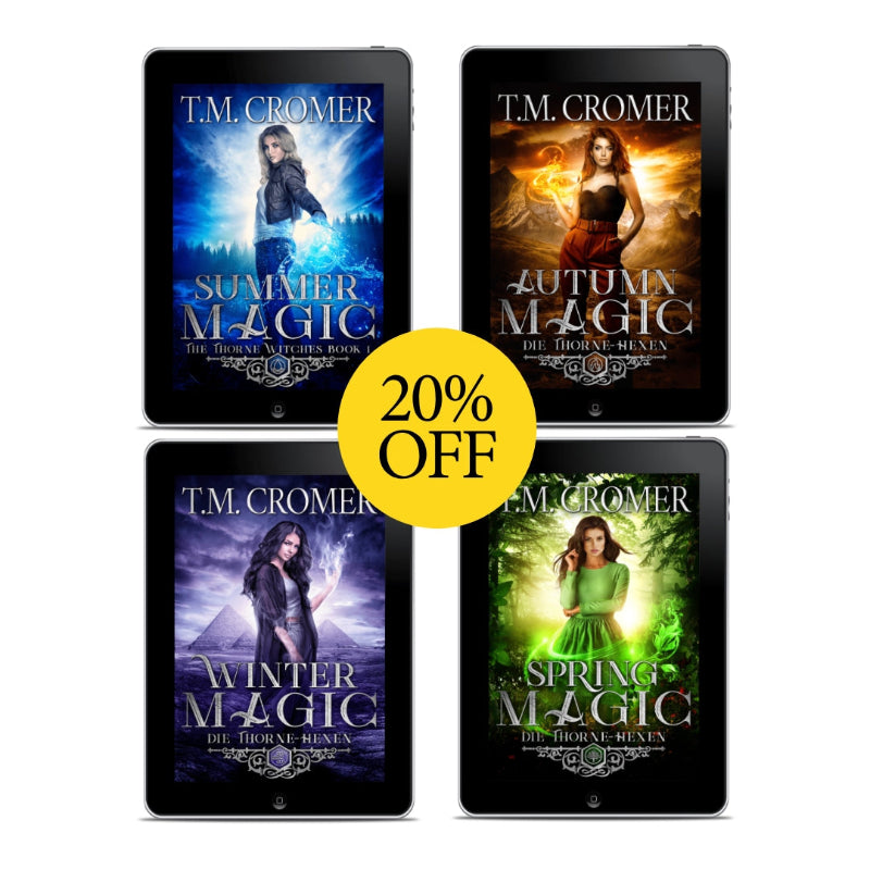 Four book covers of 'Magic' series by T.M. Cromer with a 20% off label on a white background.