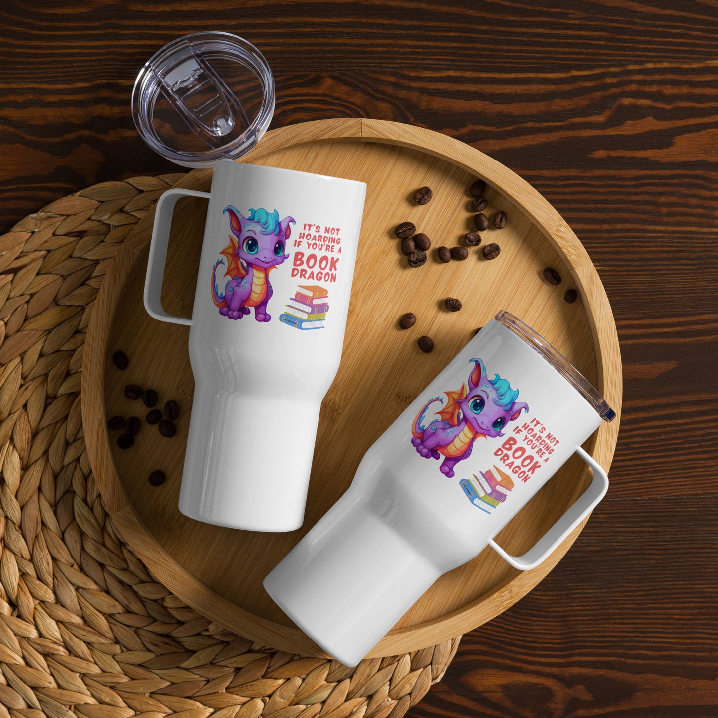 Book Dragon - Travel Mug (with handle)
