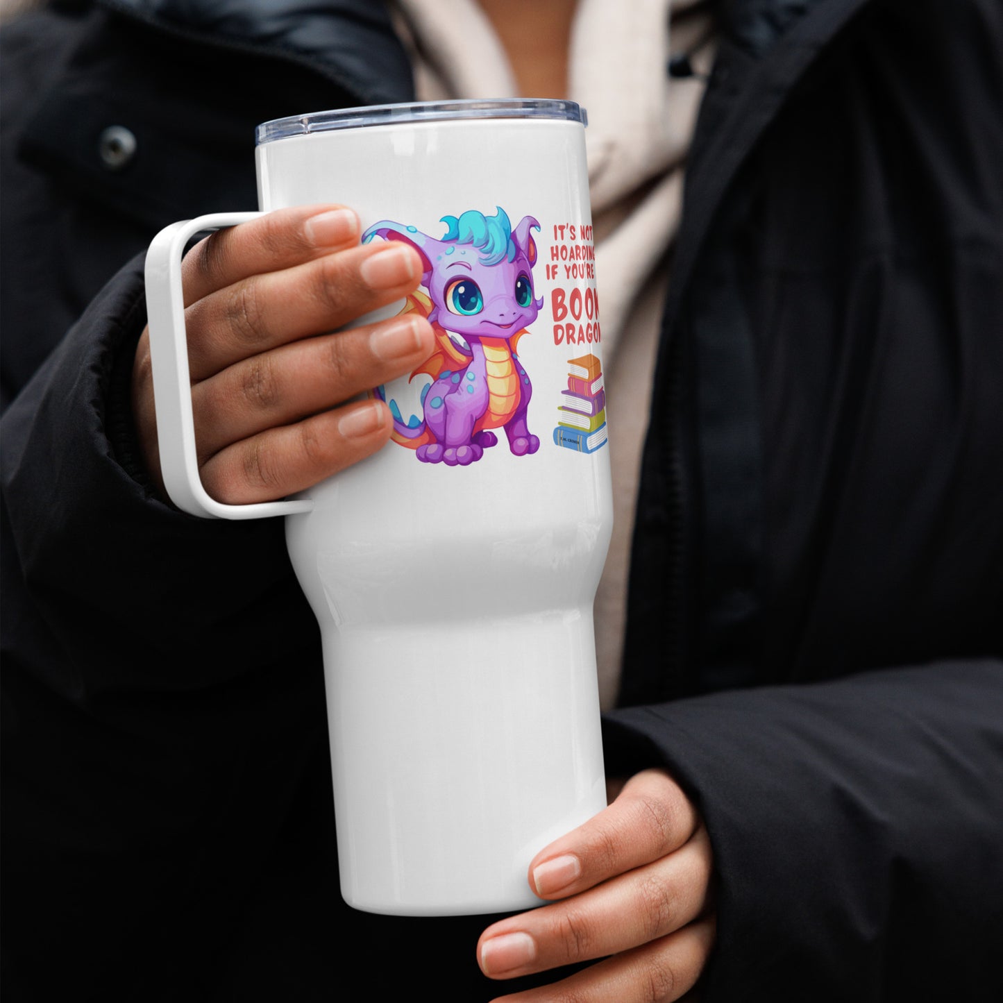 Book Dragon - Travel Mug (with handle)