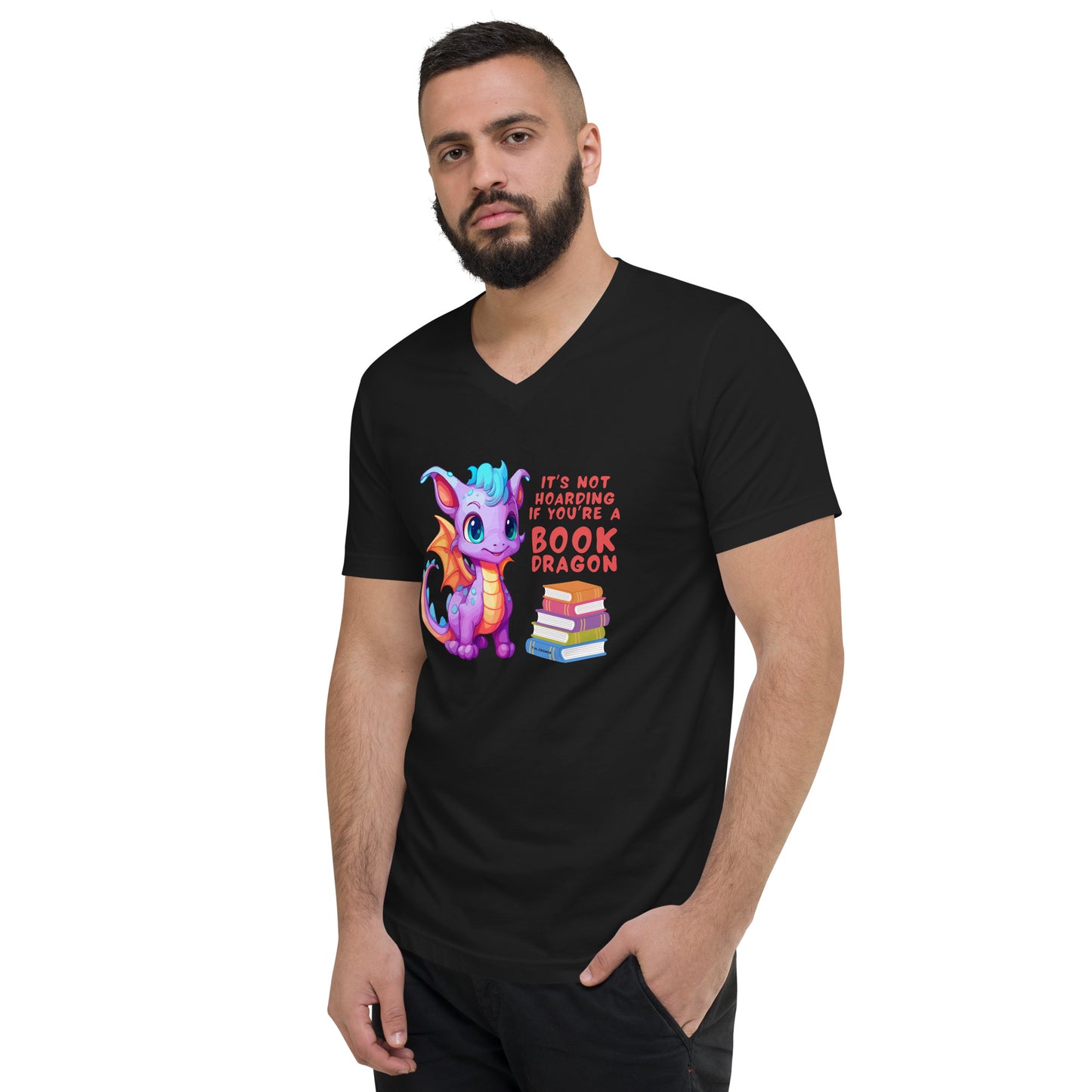 Book Dragon - Unisex V-Neck T-Shirt