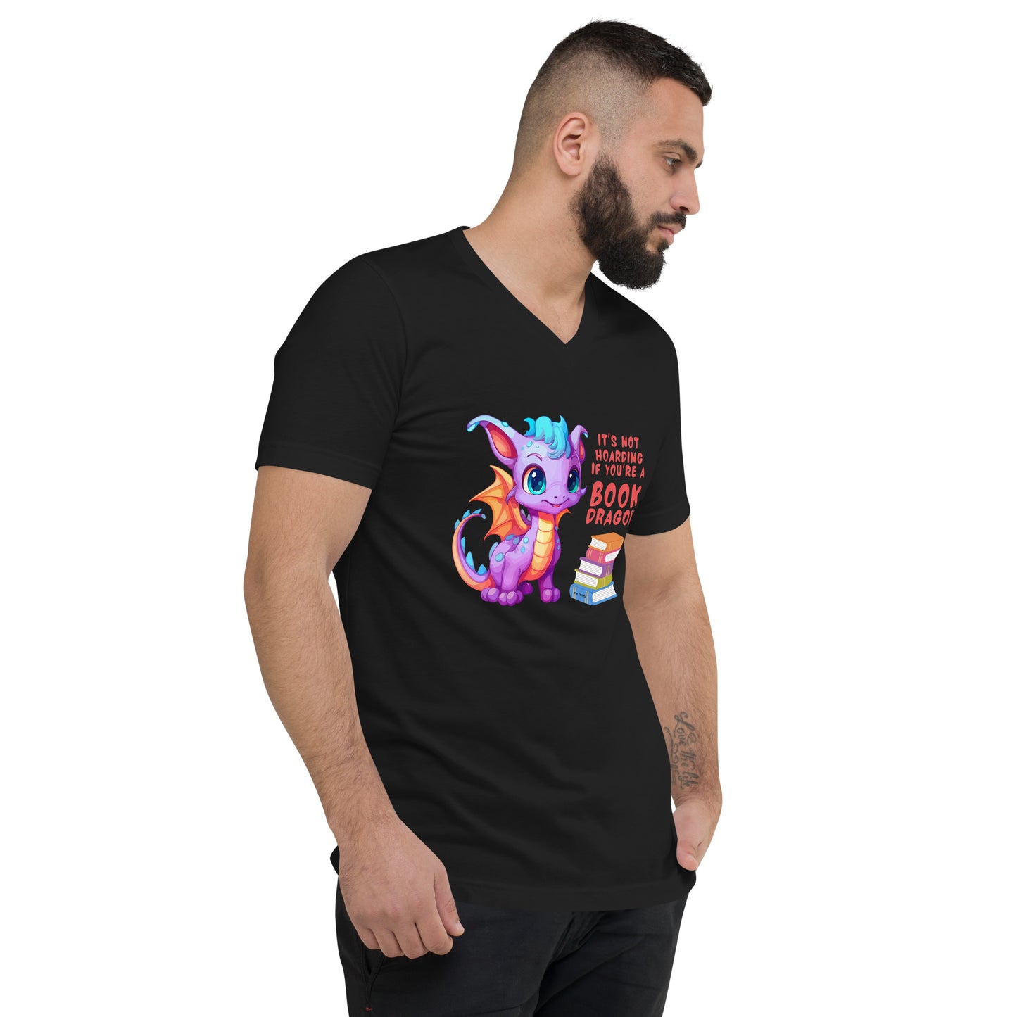 Book Dragon - Unisex V-Neck T-Shirt