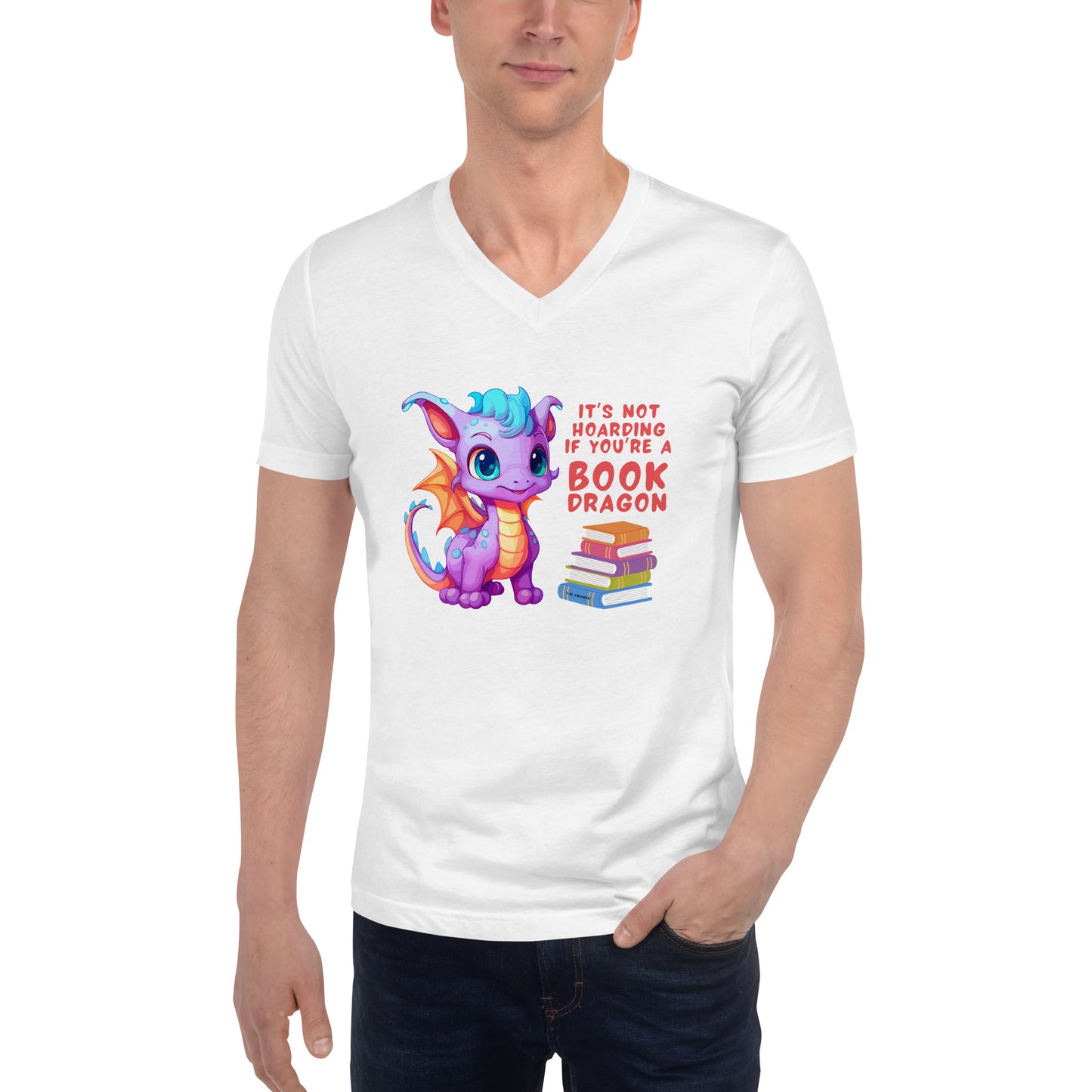 Book Dragon - Unisex V-Neck T-Shirt