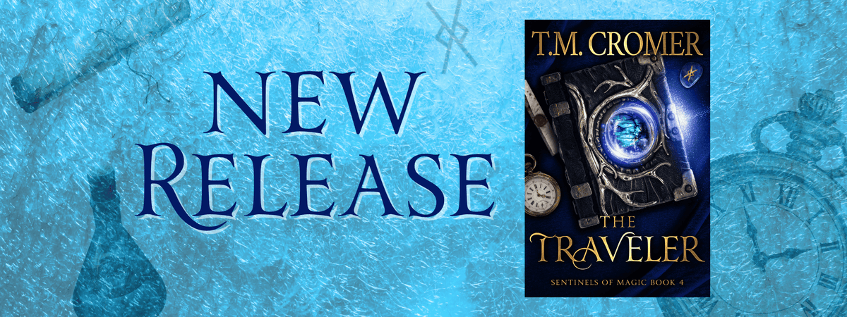 Banner is a cover of the book The Traveler with New Release positioned beside it.
