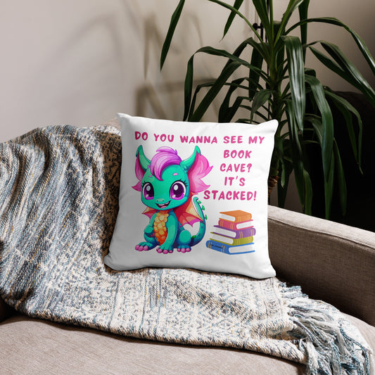 Stacked Book Dragon - Basic Pillow