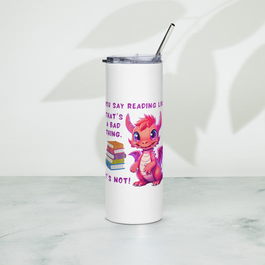 Reading Book Dragon - Stainless Steel Tumbler