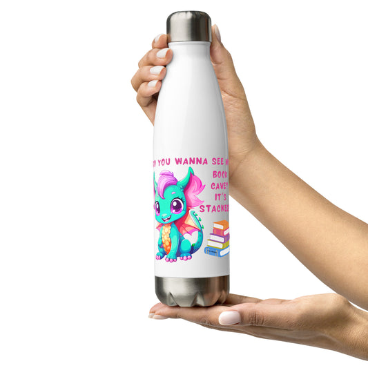 Stacked Book Dragon - Stainless Water Bottle