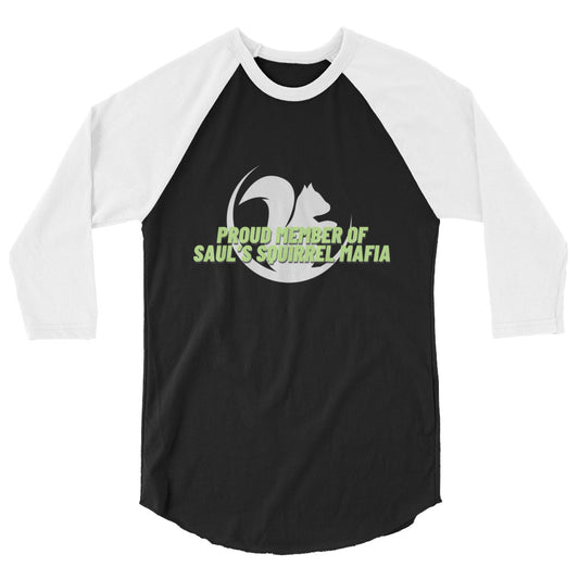 Saul's Squirrel Mafia - T-shirt raglan à manches 3/4 - Inversé (lettrage citron vert)