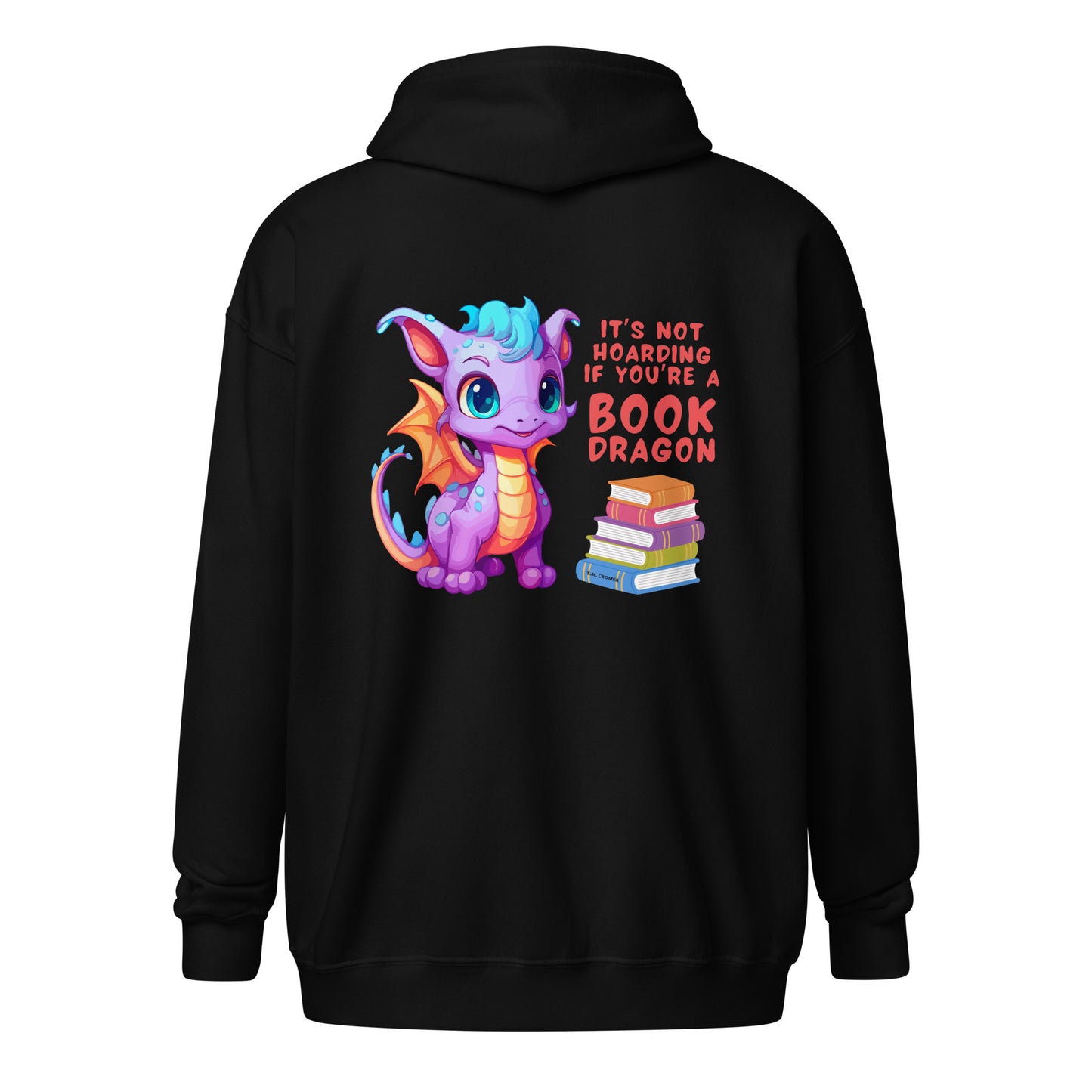 Book Dragon - Unisex Heavy Blend Zip Hoodie (White Design)