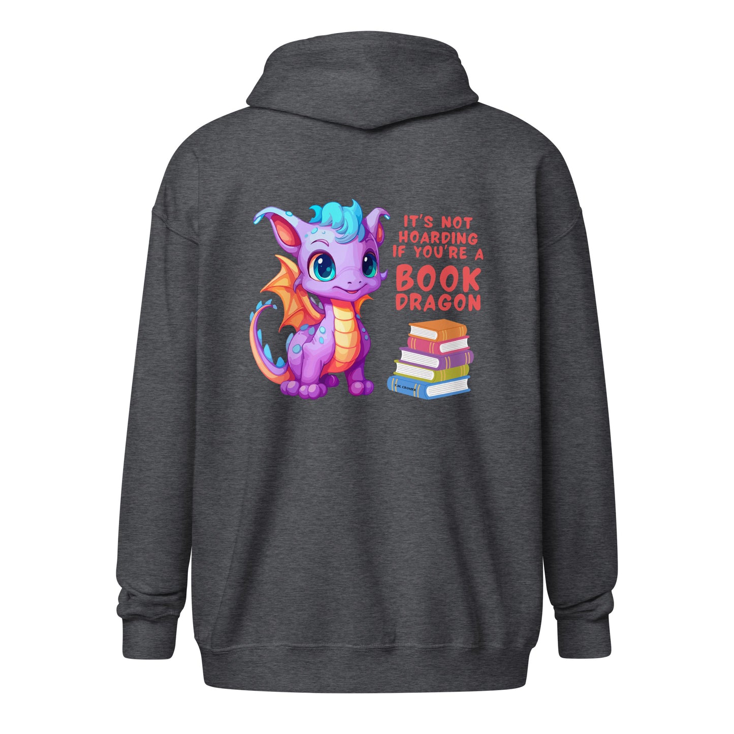 Book Dragon - Unisex Heavy Blend Zip Hoodie (White Design)