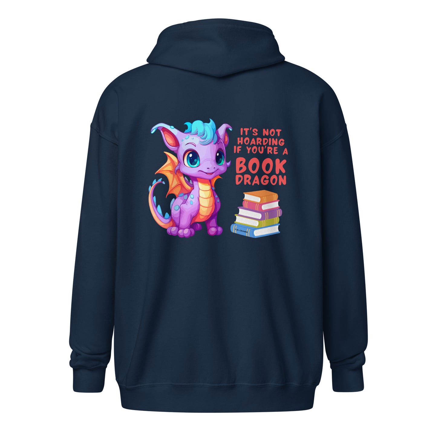 Book Dragon - Unisex Heavy Blend Zip Hoodie (White Design)