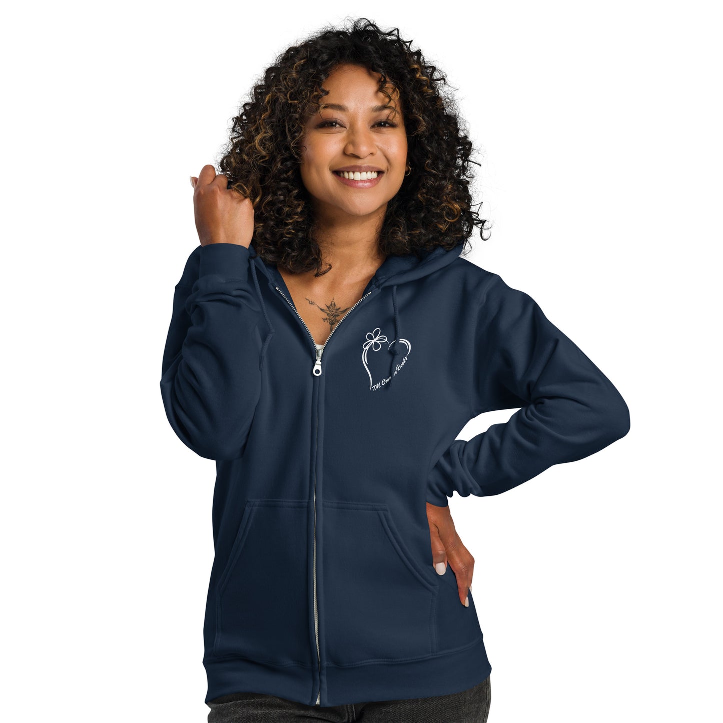 TMC Books Heart - Unisex Heavy Blend Zip Hoodie (white design)