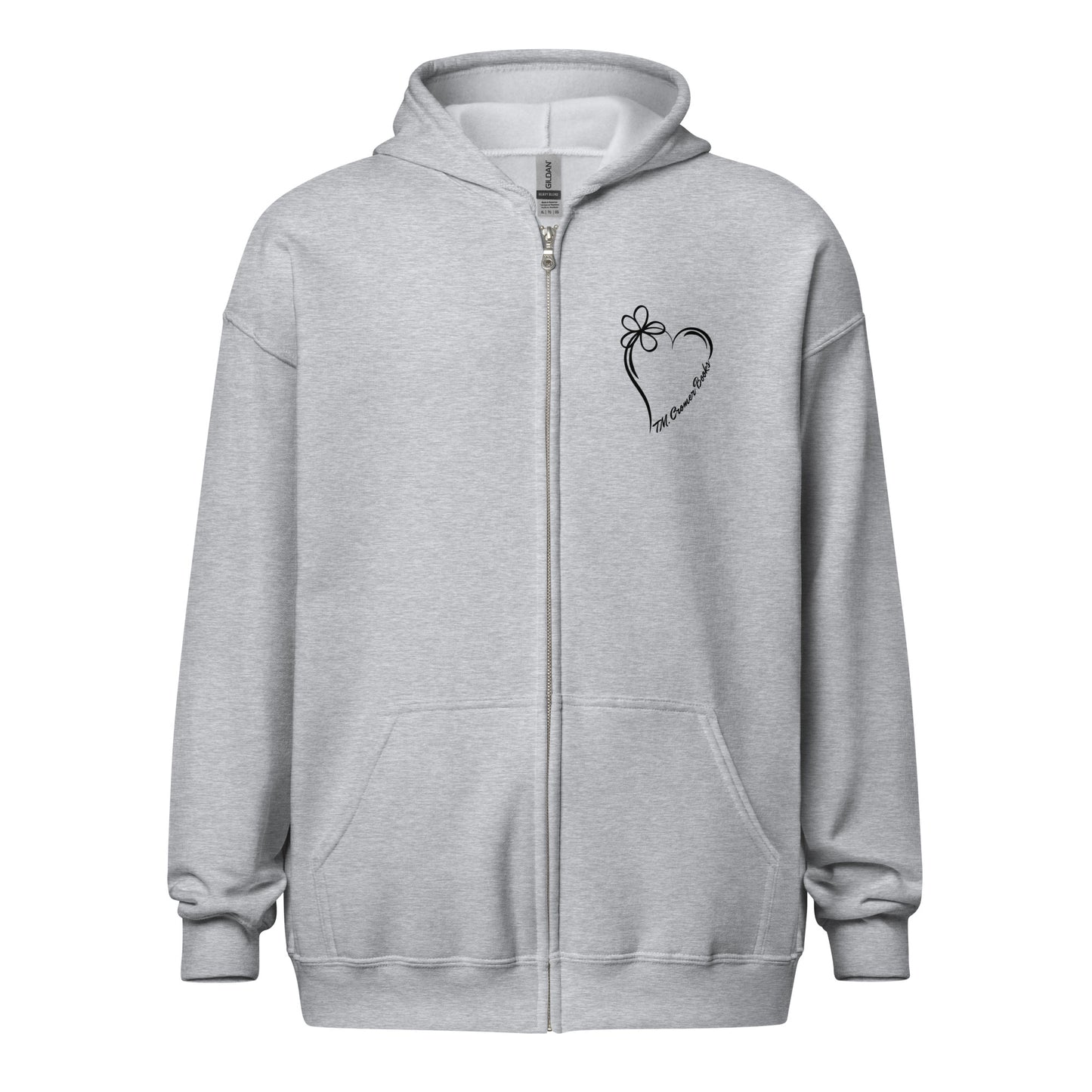 TMC Books Heart - Unisex Heavy Blend Zip Hoodie (Black Design)