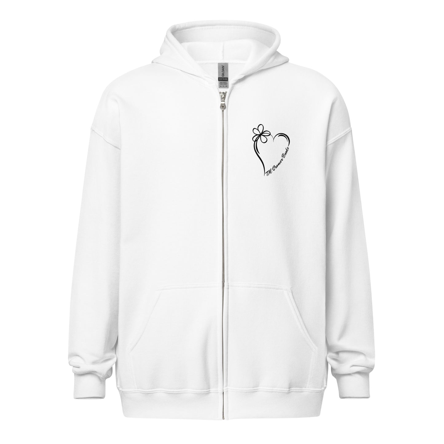 TMC Books Heart - Unisex Heavy Blend Zip Hoodie (Black Design)