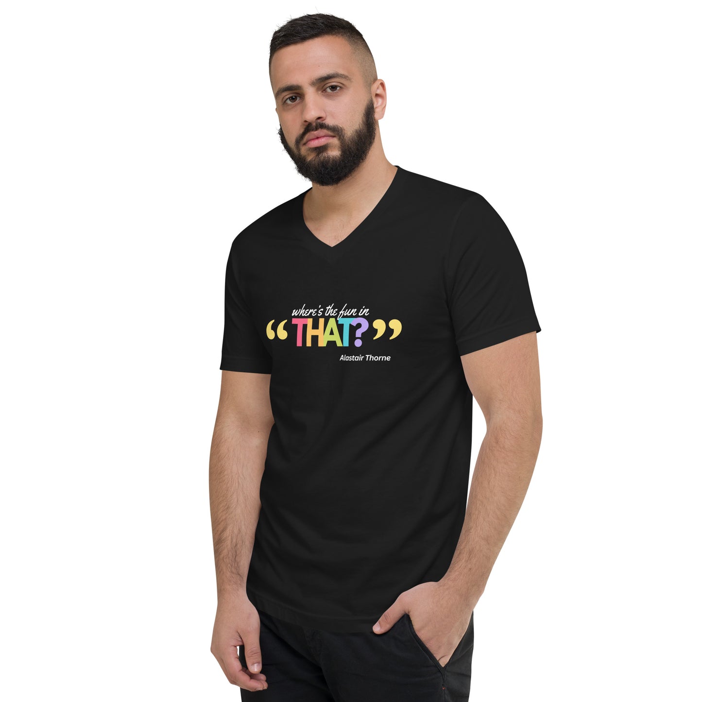 Alastair Zitat - Unisex T-Shirt mit V-Ausschnitt