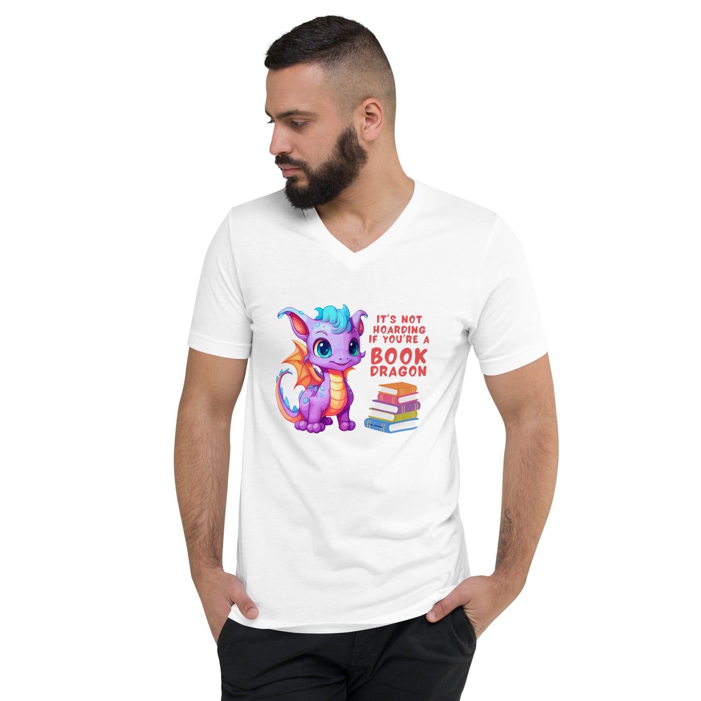 Livre Dragon - T-shirt unisexe à col en V