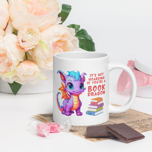 Book Dragon - Glossy White Mug