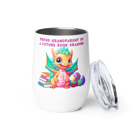 Grandparent Book Dragon - Wine Tumbler (single kid)