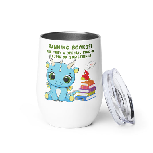 Banned Book Dragon - Wine Tumbler